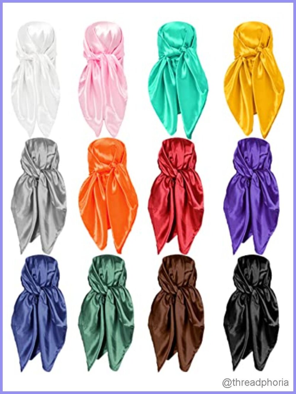 35" Satin Finish Square Scarves Multipack Hair Wraps for Women